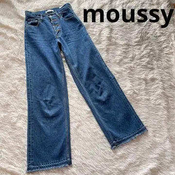moussy 마우지 데님 하이웨스트 스트레이트 프린지