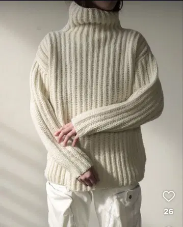 ARCHI 아키 리브 터틀 니트 화이트