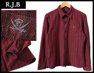새상품급 R.J.B 플랫 헤드 올 패턴 헤링본 스트라이프 긴팔 셔츠