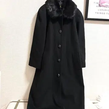 캐시미어 혼방 퍼 블랙 롱 코트