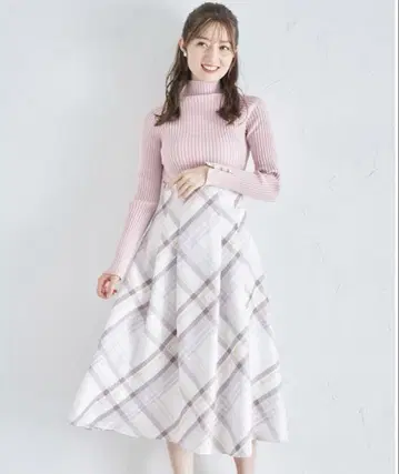 백 레이스업 체크 프린트 트위드 스커트 tocco closet