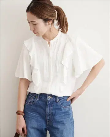 FRAMeWORK 프레임워크 린넨 레이온 프릴 블라우스