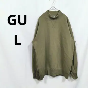 GU/지유 속기모 맨투맨 L 짙은 녹색 남성용 릴랙스 캐주얼