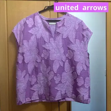 UNITED ARROWS 꽃무늬 자수 자카드 프렌치 슬리브