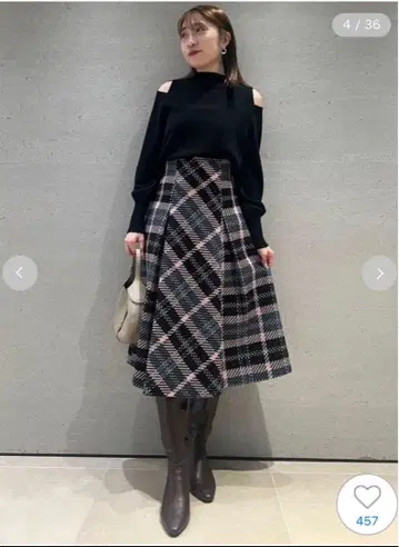 SNIDEL 로빙 체크 롱 스커트 2 BRK 스나이델 L
