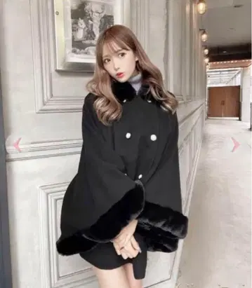cherimi 퍼 판초 코트
