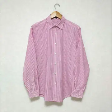 theory 긴팔 레귤러 카라 스트라이프 셔츠 L 화이트/레드