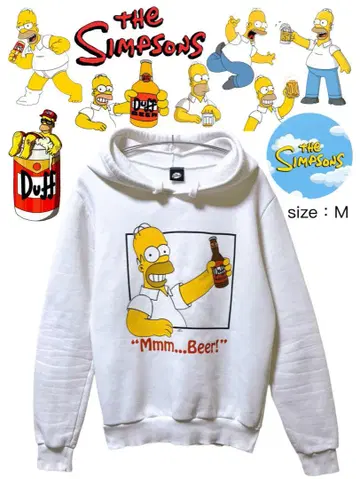 THE SIMPSONS 후드티 M 화이트 USA 구제 의류