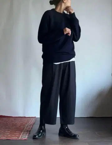 파브리케 앙 플라네테르 턱 울 팬츠 블랙 38