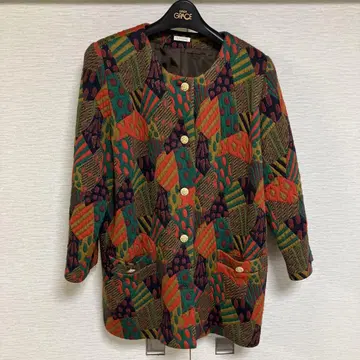 KOWATARI 코와타리 기하학 패턴 노카라 자켓