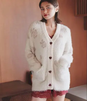 PEACH JOHN 페더얀 자카드 가디건 룸웨어 아이보리