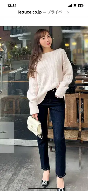 오카베 아유미 씨 콜라보 슬림 스트레이트 데님