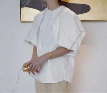 택 포함 machatt 마차트 요크 볼륨 블라우스 화이트 흰색