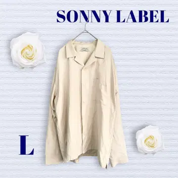 서니 레이블 긴팔 셔츠 앞 버튼 카라 부착 가슴 포켓 소매 버튼 아이보리