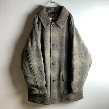 코트 옴브레 체크 안감 페이즐리 무늬 안감 퀼팅 브라운 아우터