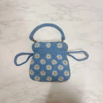 ZARA 데이지 자수 파란색 숄더백