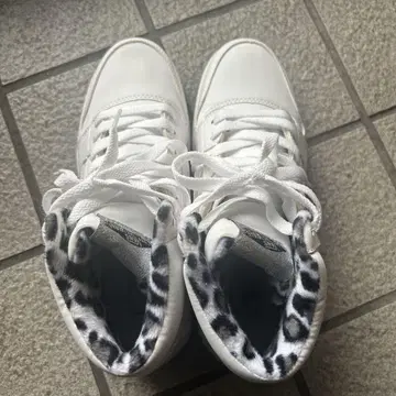 VANS 여성용 스니커즈 하이컷 화이트 레오파드 무늬
