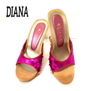DIANA 다이애나 쇼킹 핑크 스팽글 뮬 23cm