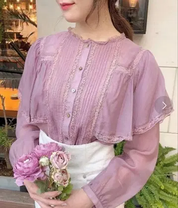 DEICY 연보라 레이스 장식 셔츠 F 사이즈