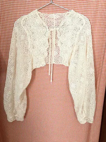BEAMS BOY 아이보리 레이스 볼레로 가디건 암커버