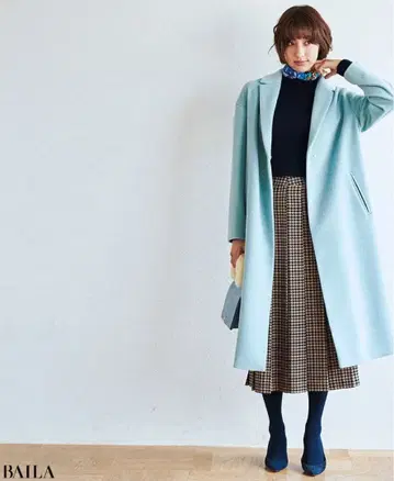 유나이티드 애로우즈 UNITED ARROWS 코트 롱 테일러드 스카이블루