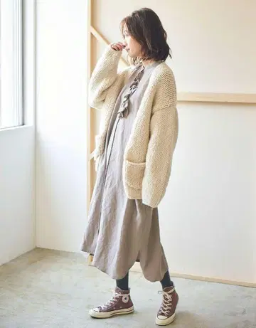 tumugu 로빙 페루 핸드 니트 가디건