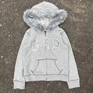 GAP 퍼 후드티 y2k 그런지 글리터 그레이