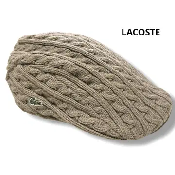 LACOSTE 니트 헌팅캡 로고 케이블 니트