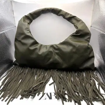 ZARA 프린지 숄더백 올리브 그린