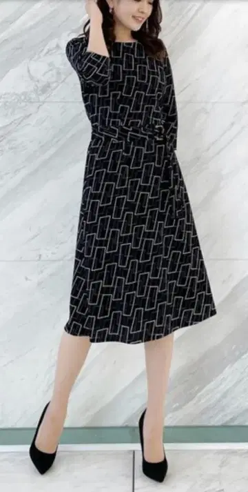 기하학 패턴 저지 원피스