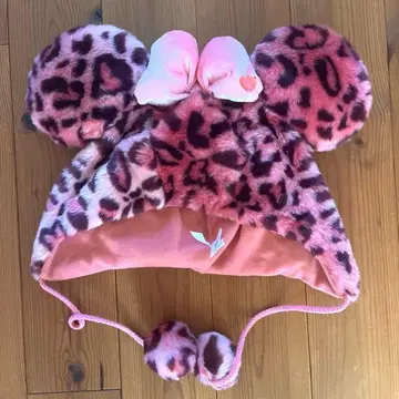 디즈니 팬캡 레오파드 무늬 레오파드 핑크 미니