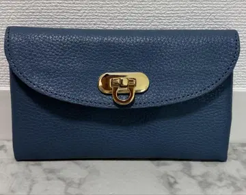 소가죽 얇고 작은 장지갑 블루