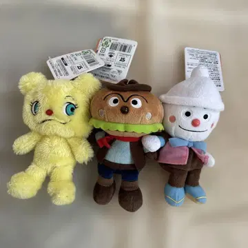 호빵맨 봉제 인형 미사용 새상품 3체 세트 텐동맨 케무리이누