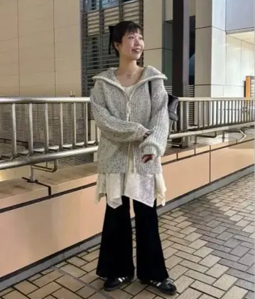 [ 새상품 미사용 ] kastane 더블 지퍼 MIX 하이넥 ZIP 니트