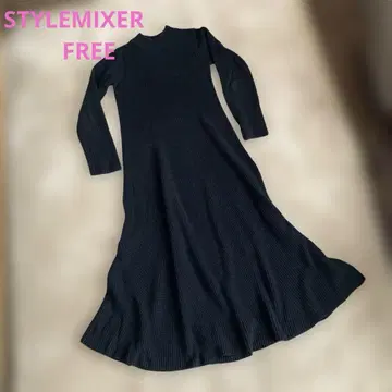 [ STYLEMIXER ] 스타일미키서 롱 니트 원피스 긴팔 블랙
