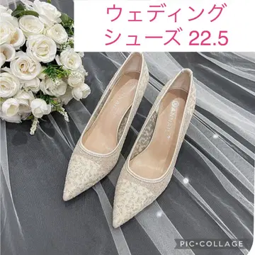 웨딩 신발 라메 펌프스 22.5cm 힐 8cm