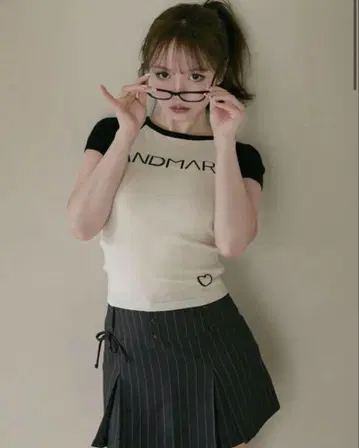 andmary 메리 로고 니트 탑 아이보리