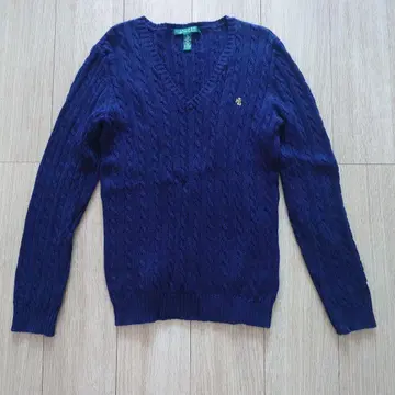 랄프 로렌 케이블 니트 코튼 V넥 스웨터 M