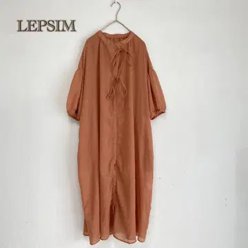 [ LEPSIM ] 셔츠 원피스 리본 드롭 숄더
