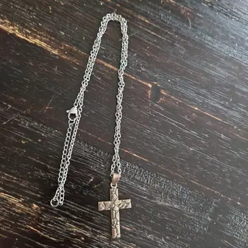 실버 크로스 목걸이 약 50cm