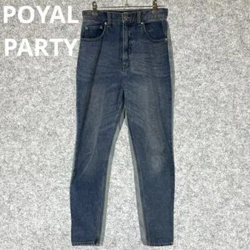 POYAL PARTY 하이웨스트 바이컬러 슬림핏 데님