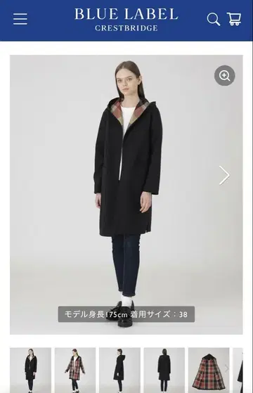 BLUE LABEL CRESTBRIDGE 후드 부착 롱 코트 38