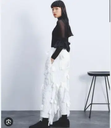 perna 퀼팅 리본 팬츠 화이트