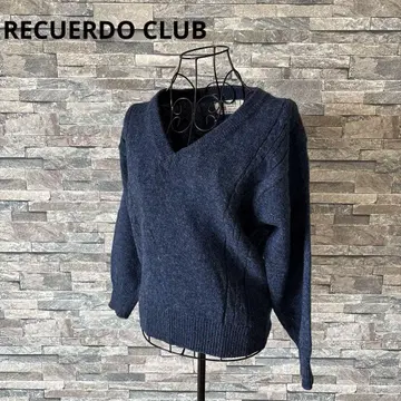 RECUERDO 네이비 V넥 스웨터 모 100% 긴팔