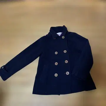 네이비 더블 브레스트 피 코트