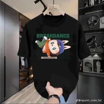 블레이크 댄스 캐릭터 T셔츠 블랙