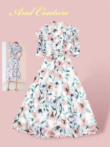 And Couture 앙데팡당 원피스 쉬폰 롱 꽃무늬