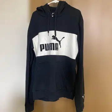 PUMA 후드 부착 후드티 S 사이즈 블랙/화이트