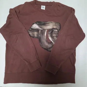 ZARA 브라운 아트 프린트 트레이닝복 상의 남성용 XL