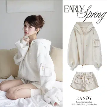 Randy 트위드 카고 셋업 화이트 M